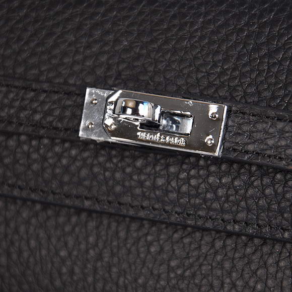 AAA Hermes Kelly 26CM Shoulder Bag Clemence Black 60699 On Sale